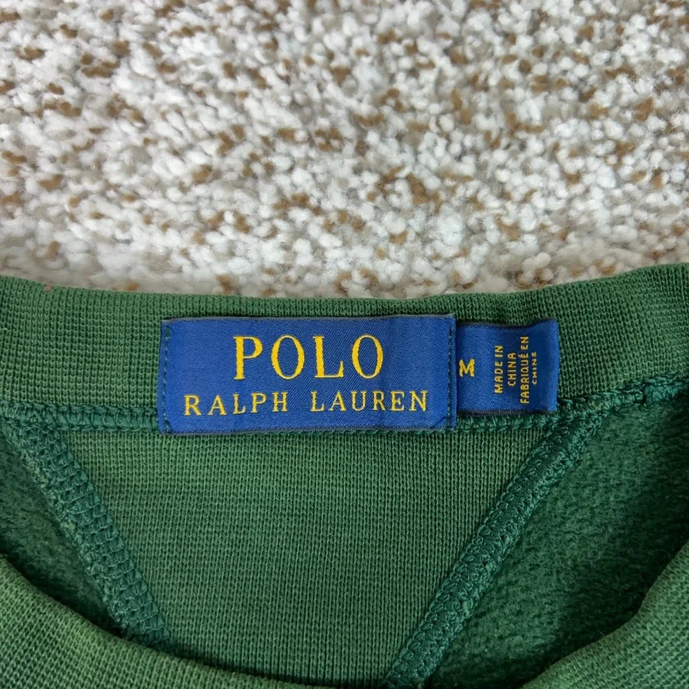 Polo Ralph Lauren Sweatshirt Mens Medium Green Crewneck Fleece Pony Logo Sweater
